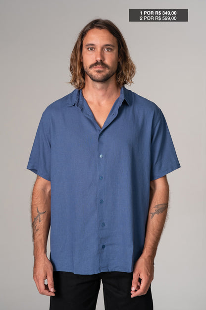 Camisa Satu Linho Azul Denim