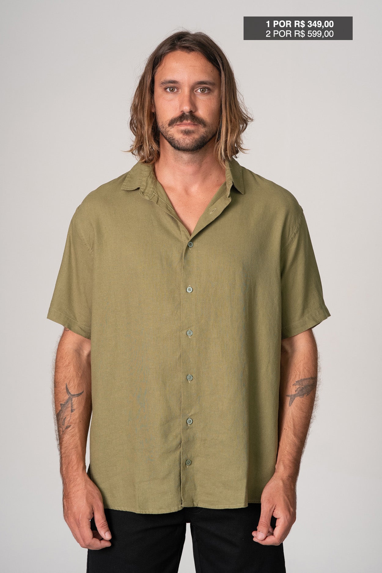 Camisa Satu Linho Verde Folha