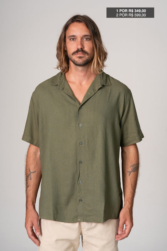 Camisa Satu Linho Verde Militar